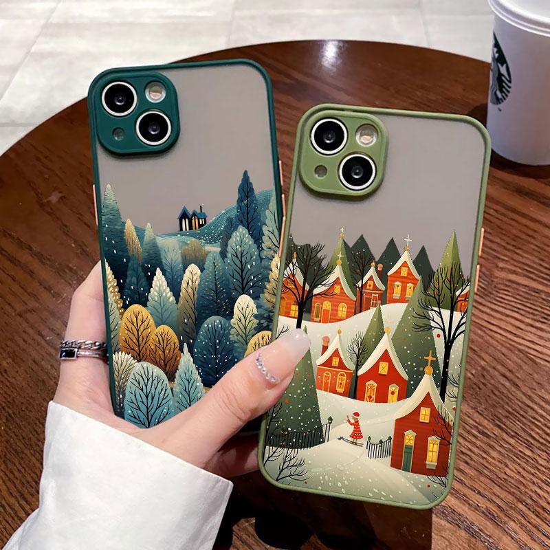 Snowy Winter Trees Scenery Phone Case For iPhone 13 Mini 12 11 Pro Max 16 15 14 Pro Max Plus X XR XS 7 8 Plus SE2 Back Covers