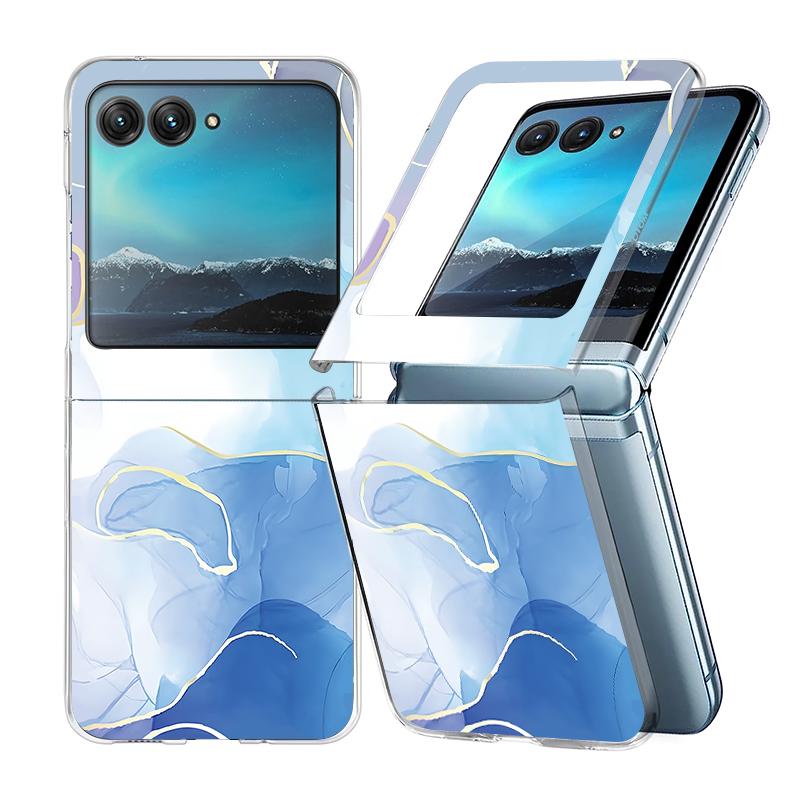 Для Samsung Z Flip6 Flip5 Flip4 Flip3 Motorola Razr 40 Ultra складной чехол для телефона PC мягкий мраморный ударопрочный тонкий корпус