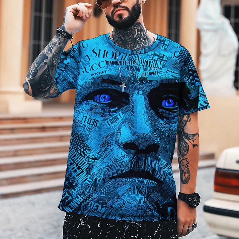 Portrait Mosaic Combination Men's High-end 3D Printed T-shirt 100% Leica Polyester High-end Custom Comfortable Fabric Tees Top