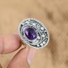 Natural African Amethyst Gemstone Promise Purple Adjustable Ring 925 Silver
