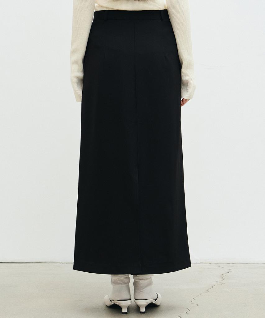 Nigaennikol Box Pleated Long Skirt_Black