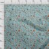 oneOone Cotton Flex Light Blue Fabric Asian Suzani  Diy Clothing Quilting Fabric Print Fabric By Yard 40 Inch