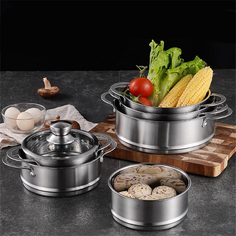Stainless Steel Vegetable Food Steamer with Handle Steamer Basket Thick Steaming Grid Drainer Cooking Utensils