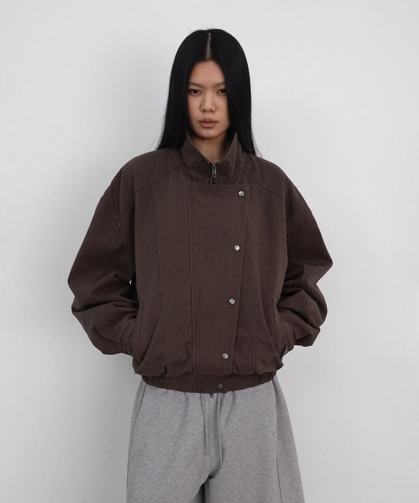 SANDRIC Side Button Cotton Jacket_Brown