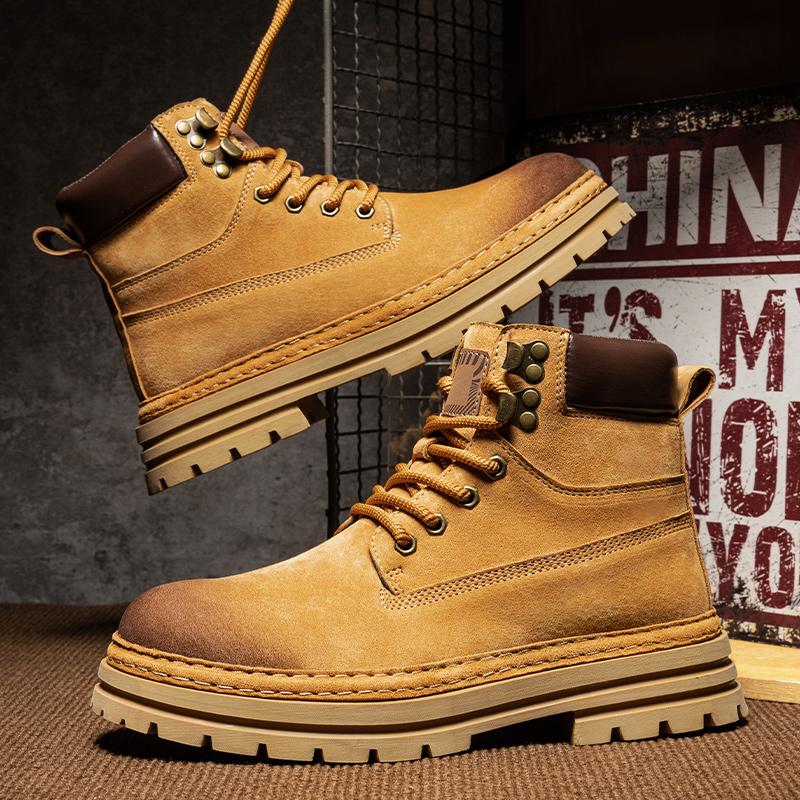 Vintage Style Men Suede Leather Motorcycle Boots High Quality Male Walking Shoes Non-Slip Versatile Motorcycle Boots Ankle Boots