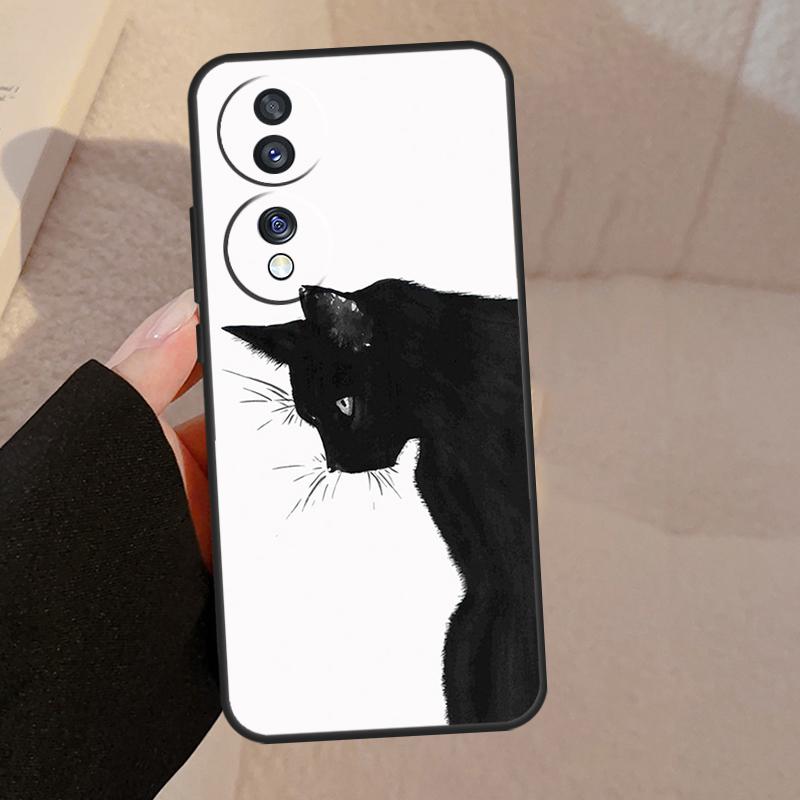 Черный Кошачий Лицо Китти Для Honor Magic 7 Lite 6 5 V5 Чехол Для Honor 400 200 Pro 90 70 50 X8a X8b X9a X9b X9c Обложка