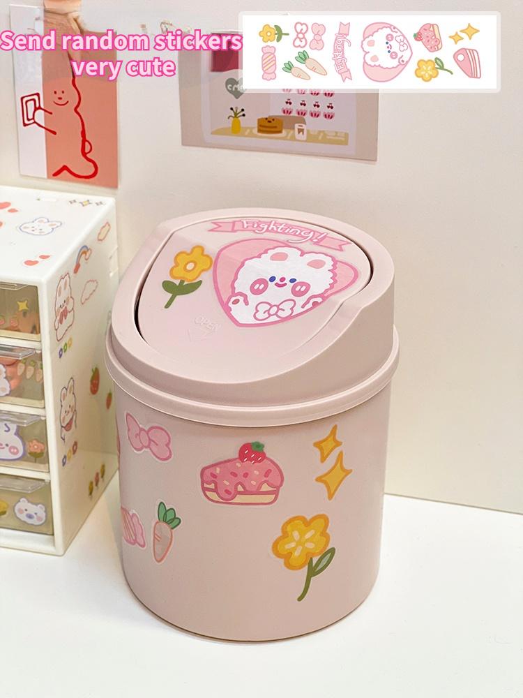 Настольный мини-органайзер для мусора, кавайный держатель для карандашей, милый мультяшный студенческий стол, мусорное ведро с крышкой, ящик для хранения