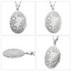 Gin no Oval Botanical Flower Decorative Pattern Locket Pendant Sterling Photo Holder [Shinjuku Kura] All-Over Top, Chainless, Charm, Silver, Engraved,