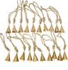 20 PACK Rustic Gold Metal Cone Bells with Jute, Handmade Indian Craft Bells for Boho Witch Christmas Decor, DIY Ornaments and Protection Charms