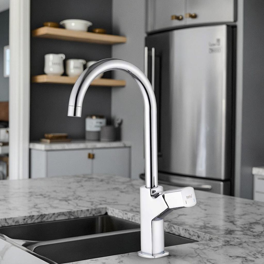 Deck Mount Sink Mixer Tap Watermark Tap Ware Chrome Kitchen Faucet With Swivel Spout