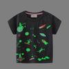 Kids Luminous Cartoon Dinosaur Space T-shirt 2-7 Years 100% Cotton Baby Boys Tees Summer New Short Sleeve Tops Dropshipping