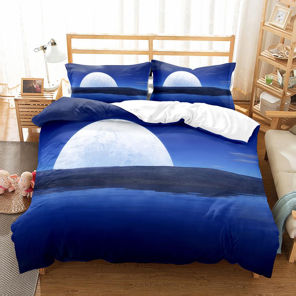 Комплект постельного белья с изображением лунного дерева и красивого пейзажа, полиэстеровое одеяло с наволочкой для мужчин и женщин, комплект постельного белья
