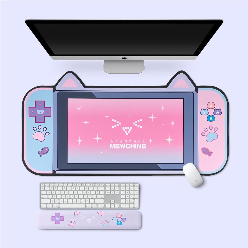 DATA FROG Большой коврик для мыши с милыми кошачьими ушками, компьютерная клавиатура, настольный коврик, большой геймерский коврик для мыши, розовый игровой коврик с героями мультфильмов для девочек, Kawaii, игровые аксессуары