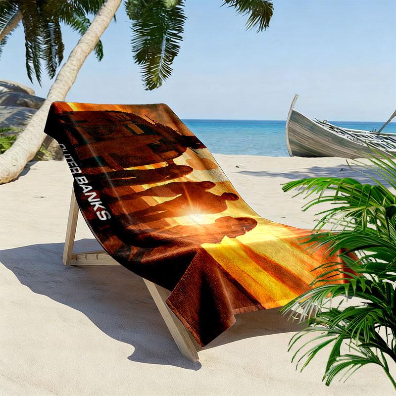 Outer Banks Print Beach Towel, Large Soft Quick Dry Towel for Beach Camping Swimming