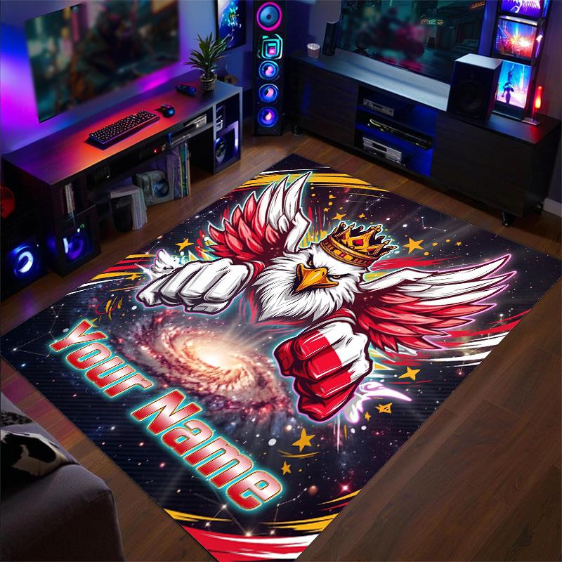 Crystal Velvet Rug Poland Football Print Custom Name Text Floor Mat Home Decor