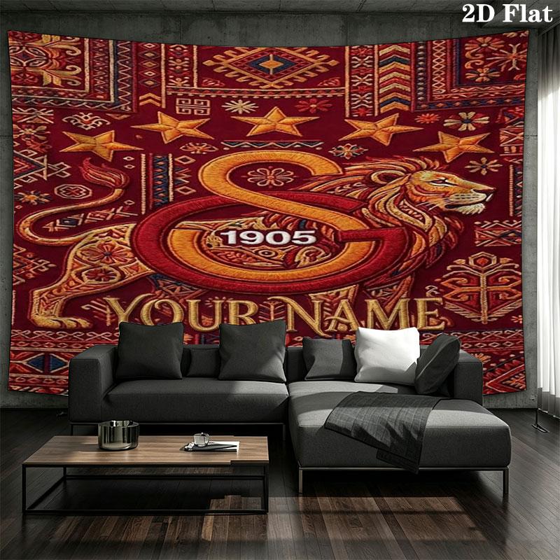 Galatasaray S Custom Name Wall Tapestry Aesthetic Wall Hanging Printed Fabric Blanket Decorative Tapestries for Bedroom Living Room Home Decor