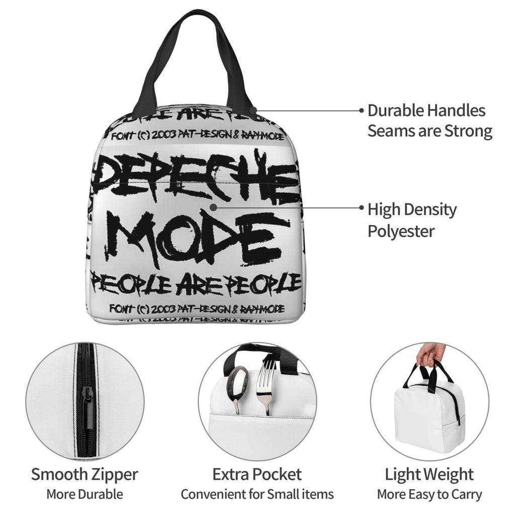Kawaii Depeches DM Mode Musician World Tour Insulated Lunch Bag for Women Children Portable Food Boxes Thermal Lunch Box Tote