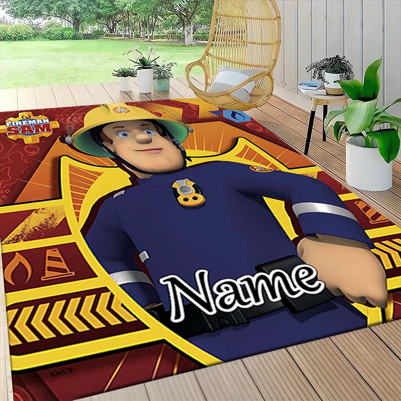 Custom Name Fireman Sam's Adventure Carpet Rug Customizable Soft Washable Anti-Slip Home Living Room Sofa Mats Personalized Rug. 0909274