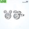 925 Sterling Silver Trend Stud Earrings Sliver Zircon Animal Kawaii Cartoon Mouse Piercing Earrings Gift Jewelry For Women