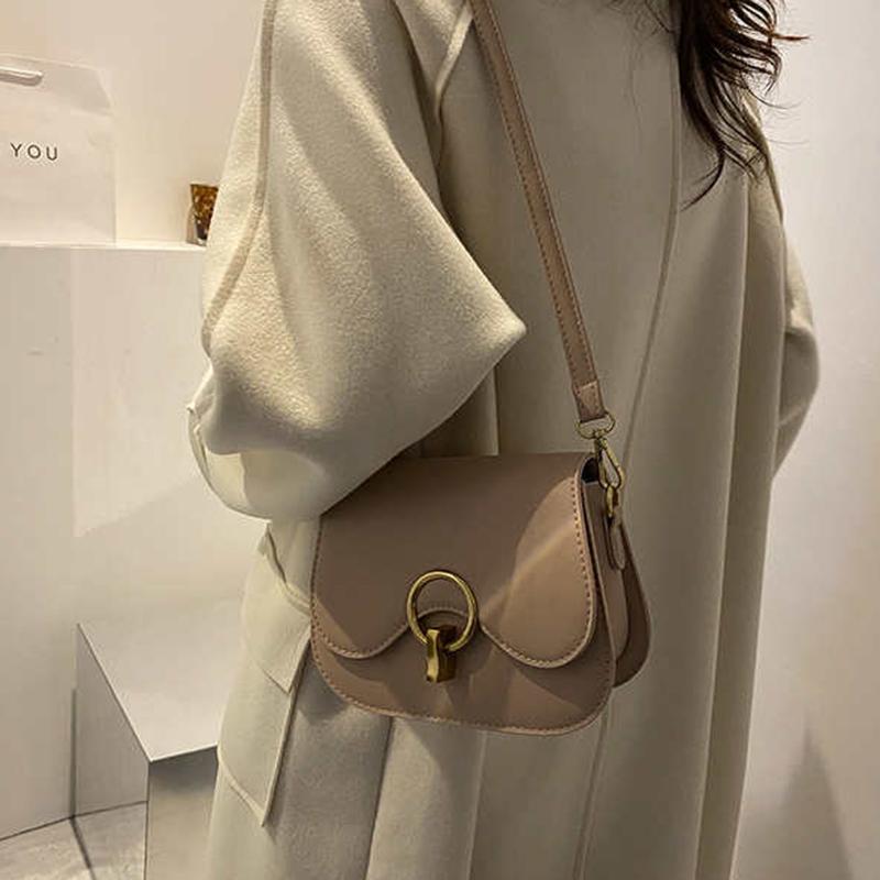 Винтажная маленькая сумка через плечо с клапаном из искусственной кожи, модная осенняя однотонная универсальная сумка через плечо