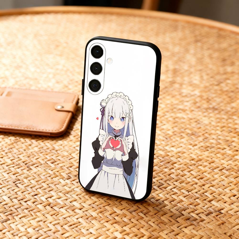 Re Zero Рем Эмилия Чехол для телефона для Samsung A73, A21s, A22, A31, A32, A52, A53, A71, A80, Мягкий черный корпус