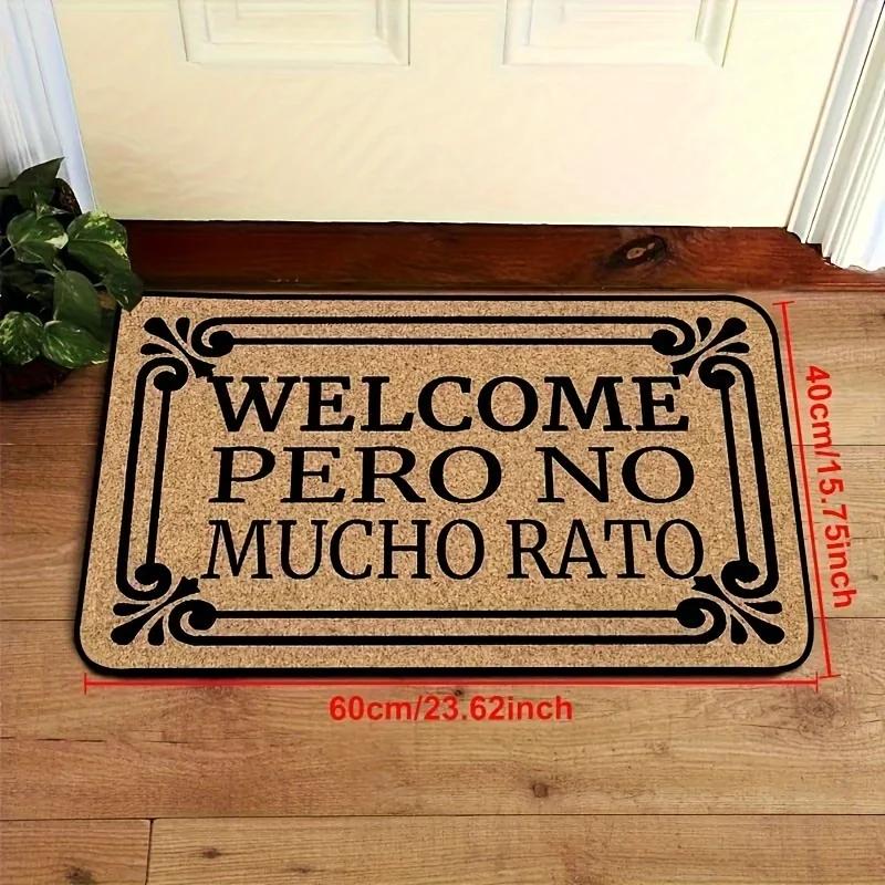 VIKAMA Vintage Spanish Welcome Coir Rug, Funny Text Anti slip Entryway Mat For Front Door Home Decoration