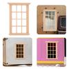Multipurpose 4Pcs Dollhouses Miniature Sturdy Wood Window 1 12 Scale Child Model Furniture for Home Decoration