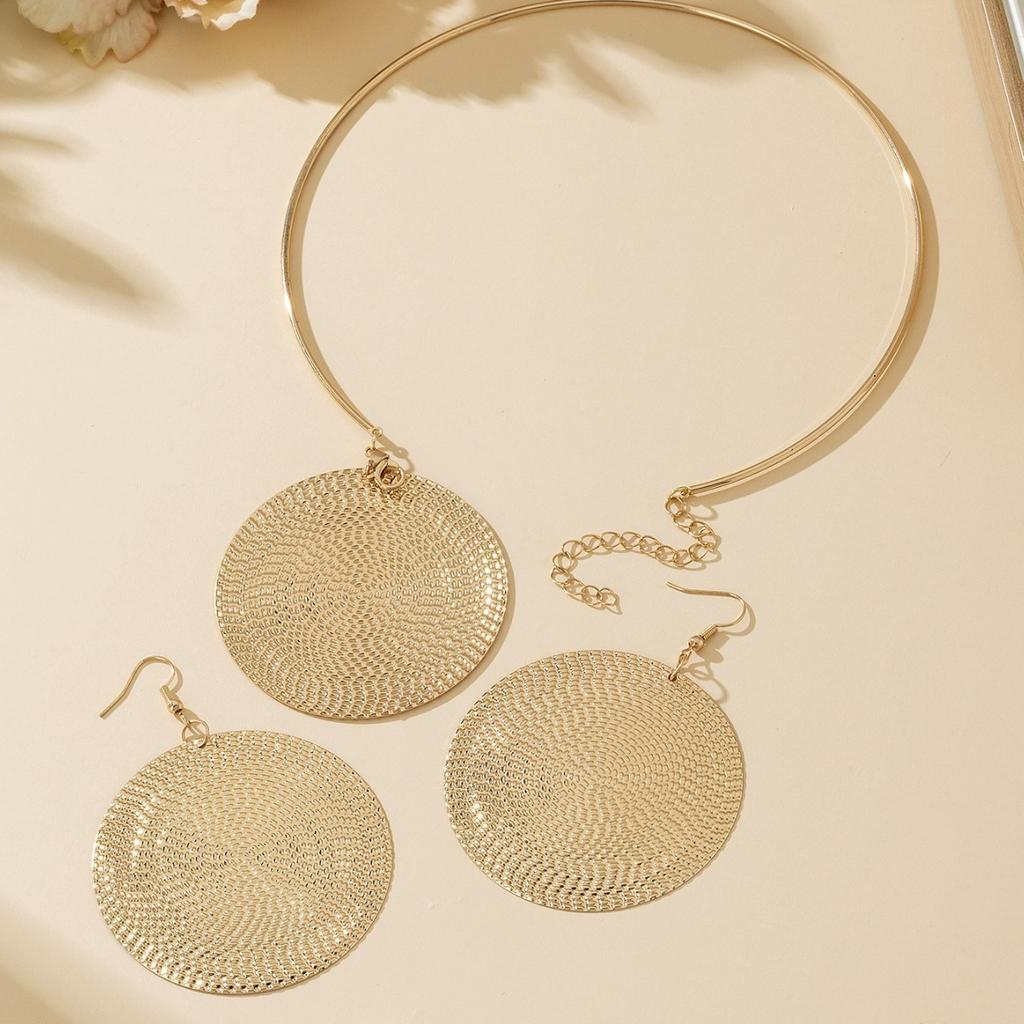 Модный круглый комплект ювелирных изделий ожерелье и серьги для женщин дамы