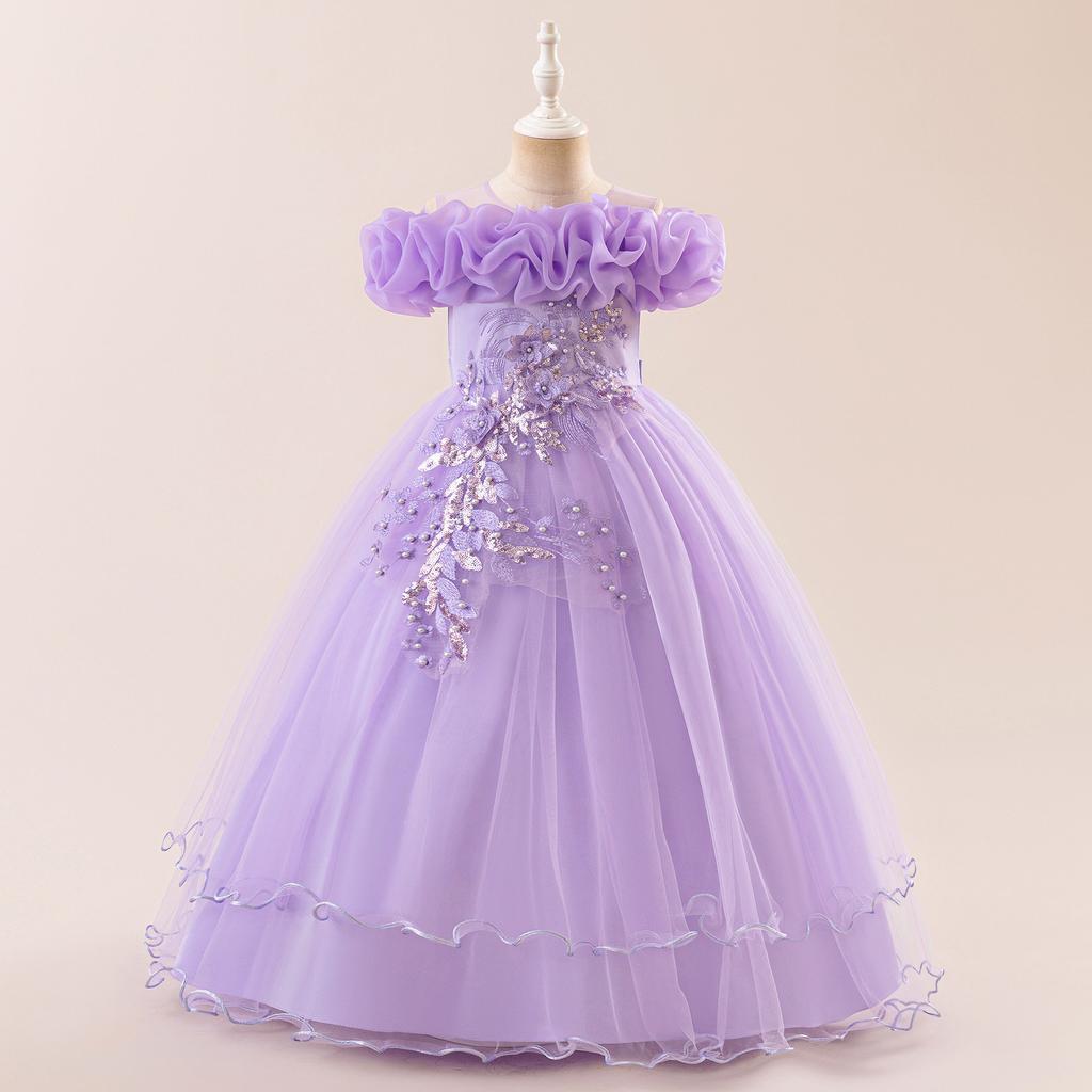 Платье принцессы для девочек-цветочниц на свадьбу, летнее детское вечернее длинное платье с бантом для школы, вечерние детские платья ALP-0031