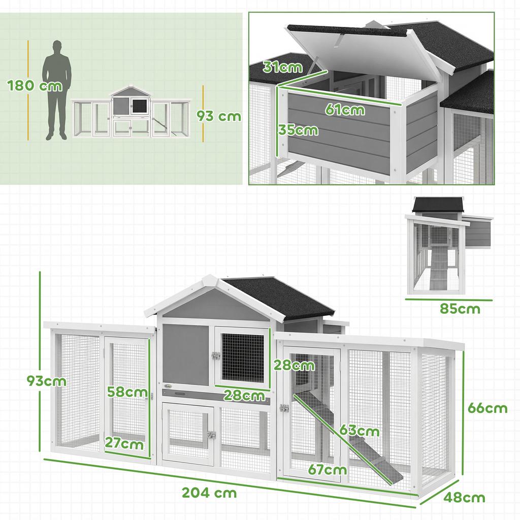 Large Chicken Coop Wooden Outdoor Chicken Cage Poultry Hen House With Nesting Box