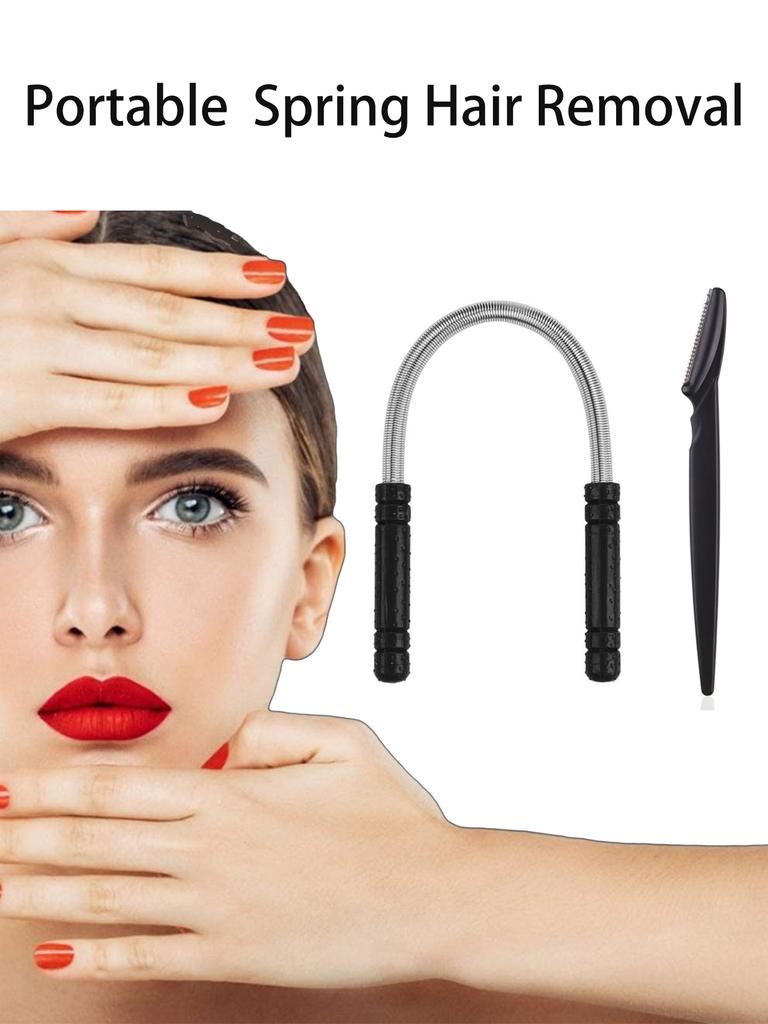 Facial Hair Remover Spring,Threading Hair Removal Removes Hair ,Epilator Stick and Eyebrow Shaping Razor,Cleaning Epilator Stick Beauty Tool