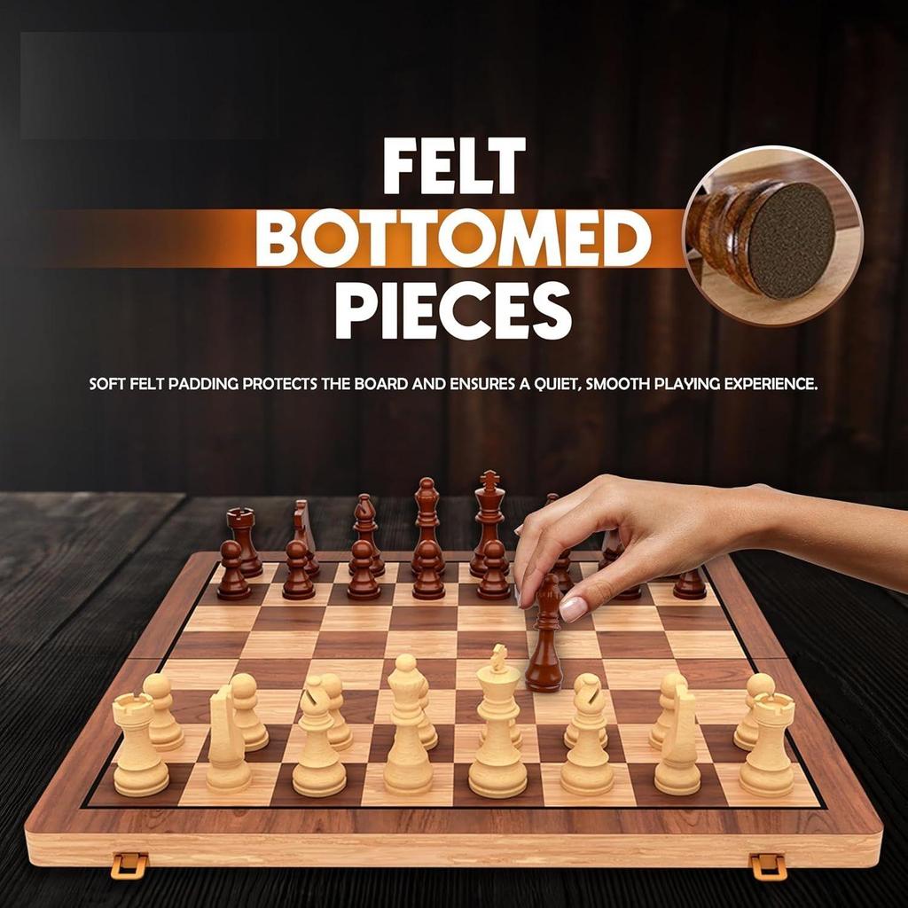 16 Inches Wooden Handcrafted Magnetic Chessboard Set|Tournament-Style Chess Set with Premium Build,Magnetic Pieces