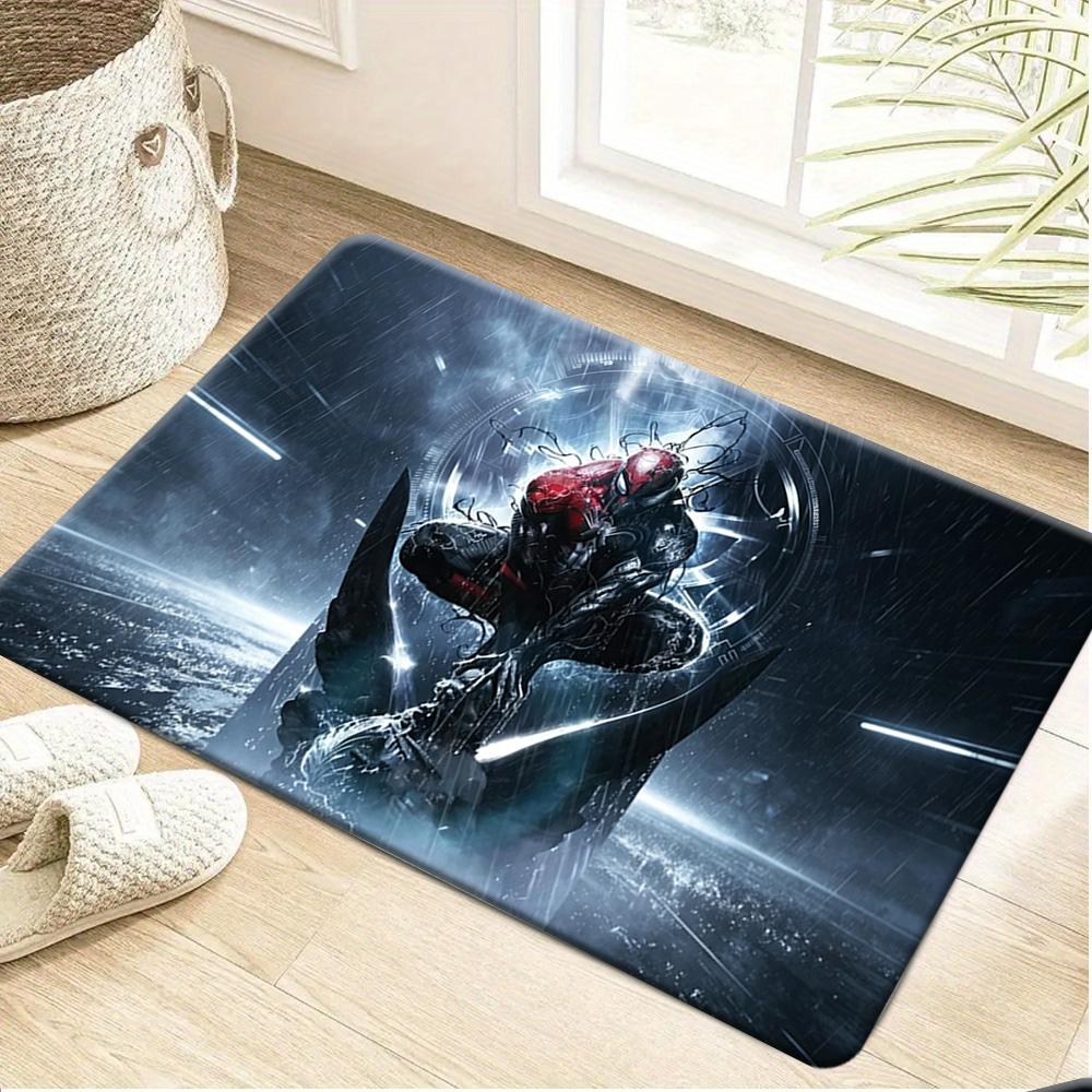 1pc Polyester 2D Flat Printing Marvel Doormats Iron Man Soft Flannel Welcome Rug, Ultra-Cozy Floor Mat for Bedroom Living Room
