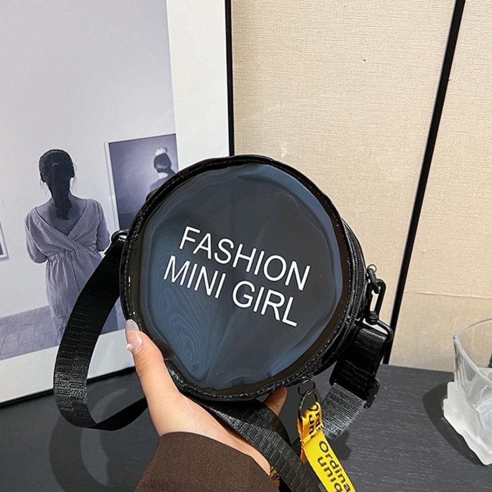 PVC Transparent Shoulder Bag Mini Round Toilet Bag Simple Vacation Beach Bag Girls