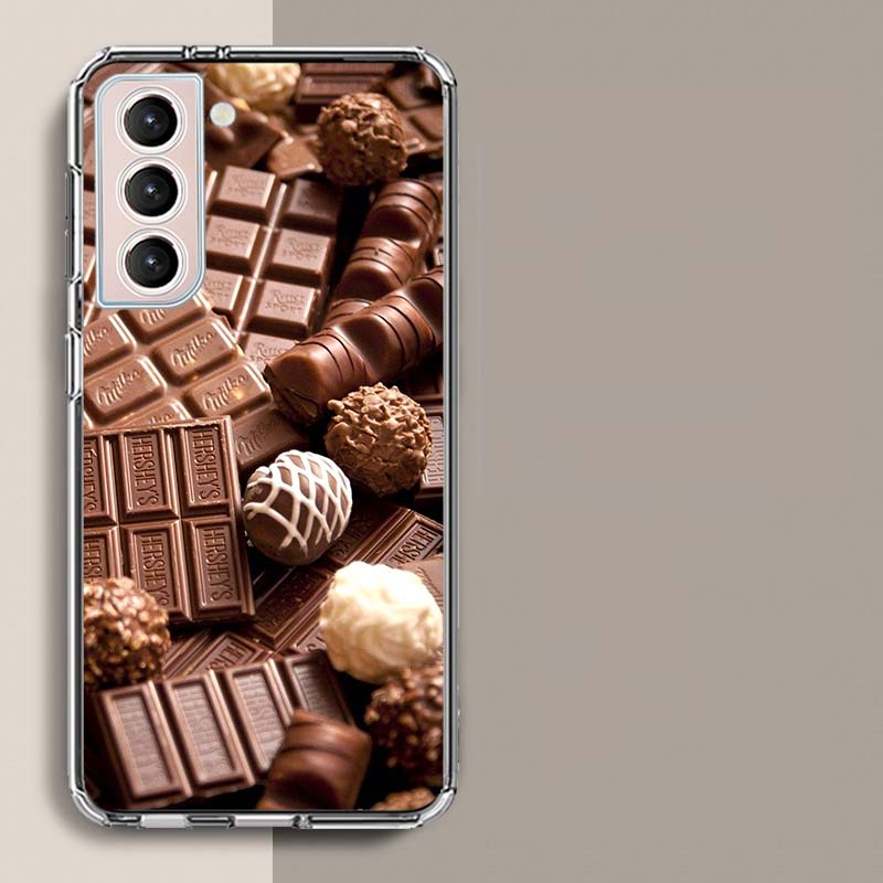 Мягкий чехол-телефон с шоколадными трюфелями для Samsung Galaxy S25 Edge S24 S23 FE S21 S20 S10 Plus S22 S26 Ultra Cover Прозрачные чехлы ТПУ C