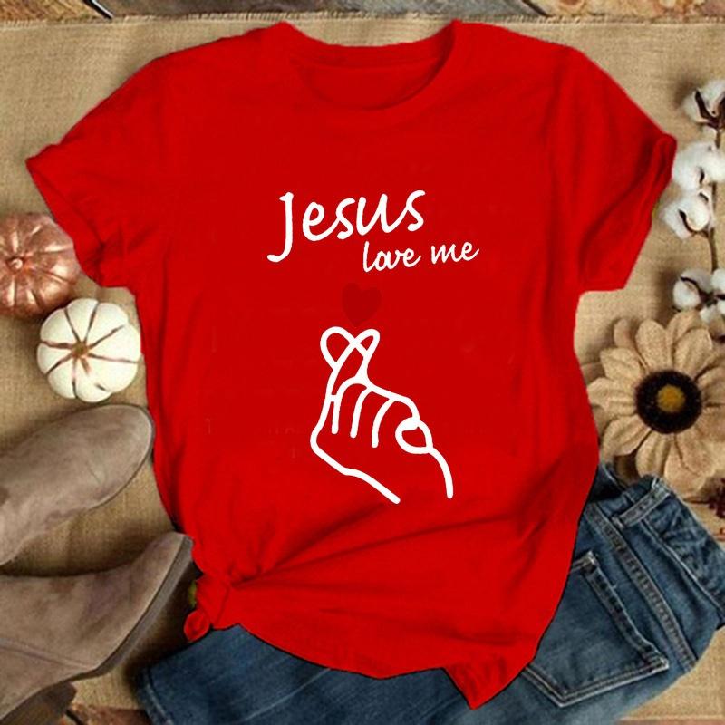 ZIMOXUAN Иисус люби меня палец сердце модная футболка для девочек и женщин с буквенным принтом Иисус Христианская вера в Бога религиозная футболка с рисунком