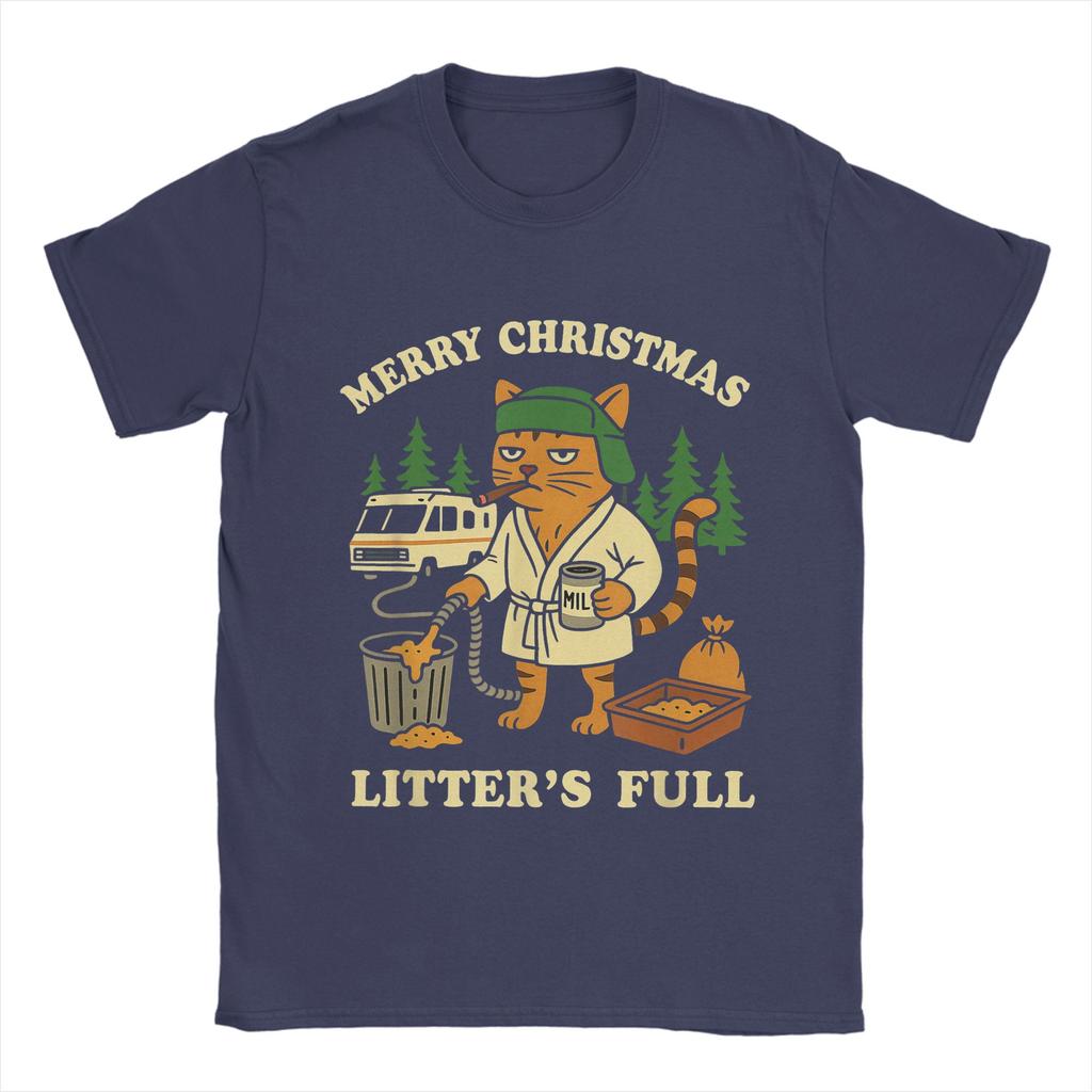 Men T-Shirt Funny Litters Full Cat  Vintage 100% Cotton Tees Short Sleeve  T Shirt Crewneck Tops Birthday Present