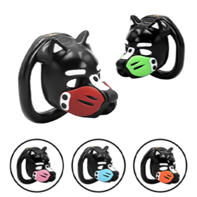 Sissy Dog Head Chastity Cage Male Penis CB Lock 5 Colors Options BDSM Training 6 Rings Gay Abstinence Bondage Adult Sex Toys 18+