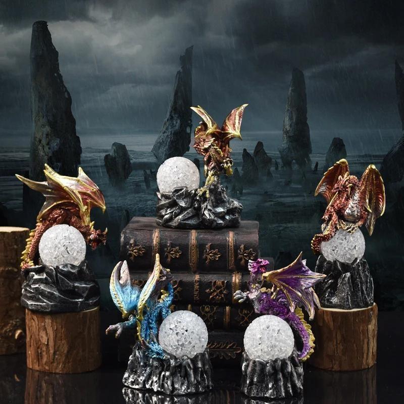 1 шт., меняющая цвет лавовая смола, основа, статуэтки дракона, люминесцентный динозавр, священный дракон, боевой дракон, домашняя настольная скульптура, детские подарки