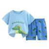 Короткие комплекты для мальчиков и девочек, милый динозавр с цветочным принтом, топы с короткими рукавами, короткие штаны с круглым вырезом, комплекты из двух предметов, одежда для детей