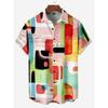 Mens Shirt Short Sleeve Geometric Print Button Down Shirt Summer Beach Shirt Camping Shirt Short Sleeve Mens Formal Shirt