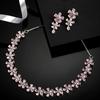 ZENEME Rhodium Plated Silver Toned White American Diamond Studded Flower Shaped Jewellery Set For Girls and Women