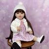 BZDOLL 55 СМ 22 дюйма Кукла Реборн с Полным Виниловым Телом Игрушка Наряжать Прекрасные Длинные Коричневые Волосы Принцесса Кукла Малышка Ручной Работы Подарок на День Рождения Рождество