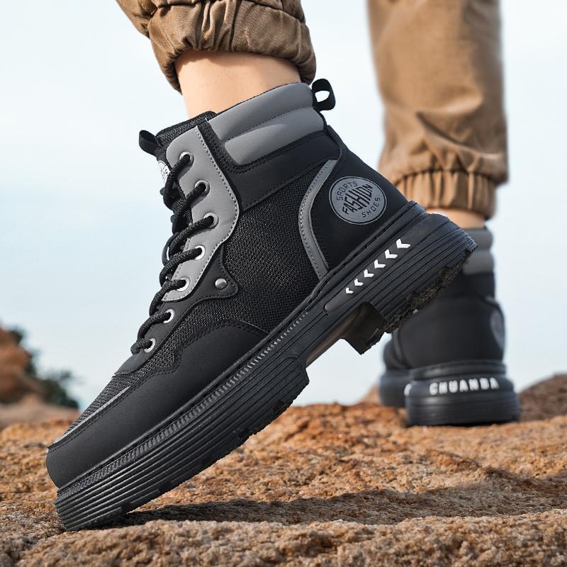 Ботинки Мартина мужские весенне-осенние высокие на платформе, локомотивные, рабочие, кожаные, для активного отдыха, альпинизма, универсальные, боевые, пустынные, цвета ревеня