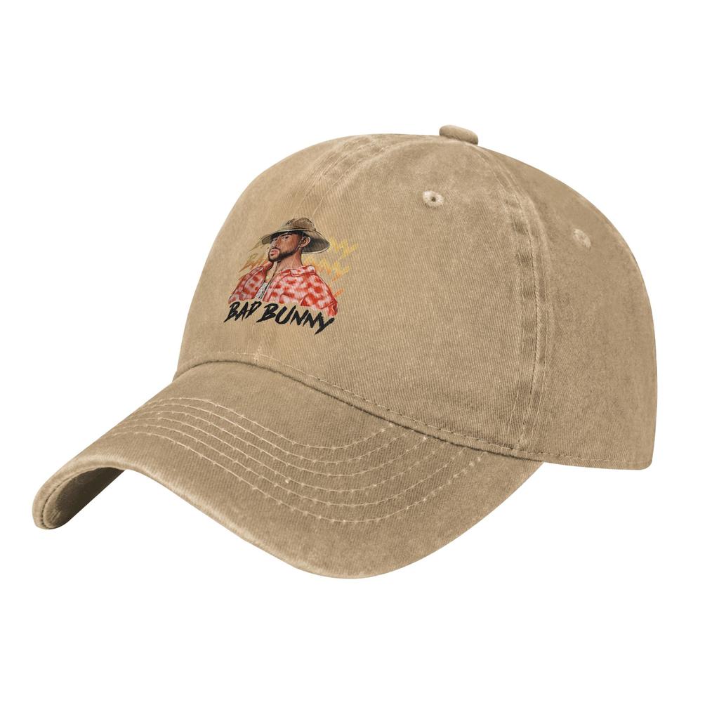 Bad Bunny Crew Necks Baseball Caps Retro Distressed Washed Headwear for Unisex Women Outdoor Activities Unstructured Soft Hats Cap
