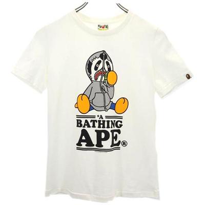 A Bathing Ape Сделано в Японии Принт логотипа Футболка с коротким рукавом XS Женская Б/у