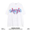 Футболка с короткими рукавами American Retro High Street, мужская футболка высокого качества Ruan Shuai Oumei, модная брендовая пара