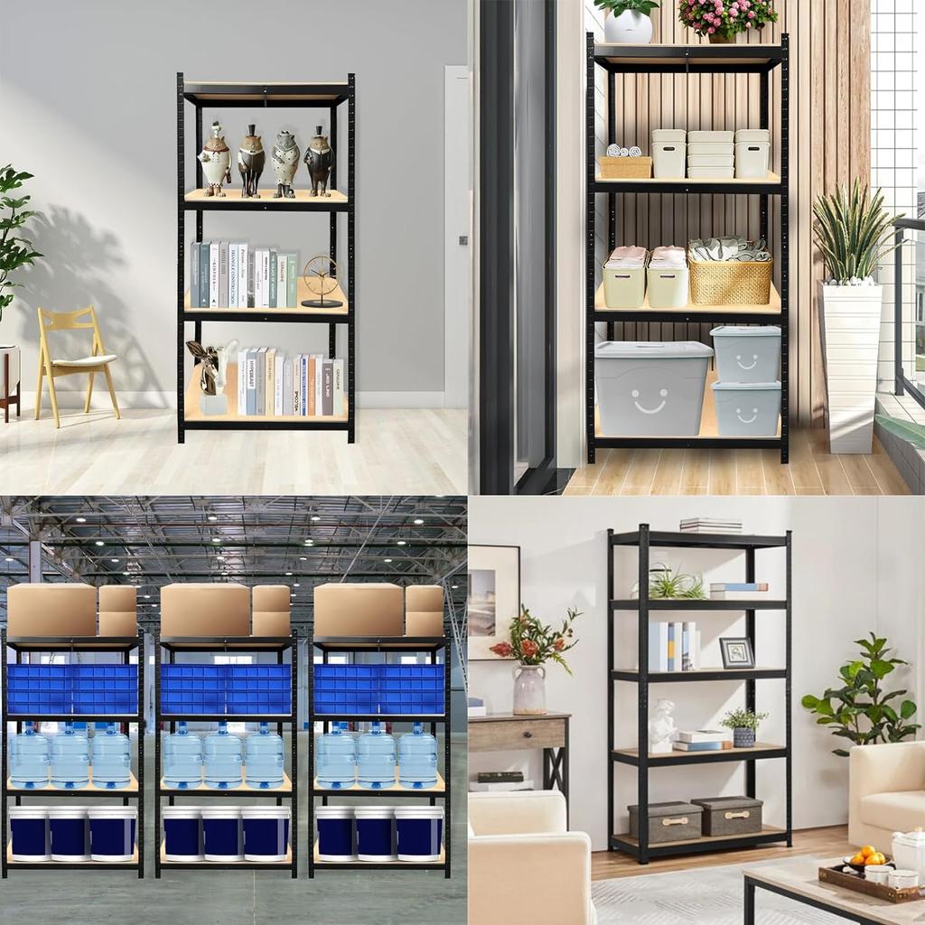 DayPlus Storage Shelves 4 Shelf Basement Shelving,  Shelving Unit Organizer, 386lbs Loading Capacity Per Tier, Steel Adjustable