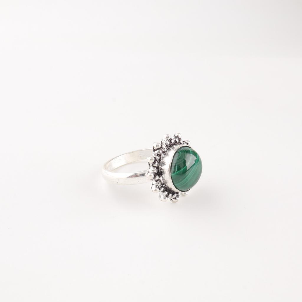 Natural Malachite Gemstone 925 Sterling Silver Jewelry Handcrafted Stylish Ring RR-7-27