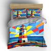 Lighthouse with colorful rays. Bedding sets Duvet cover sets Duvet covers Pillowcases(1 * Duvet Cover 2 * Pillowcases without duvet insert)
